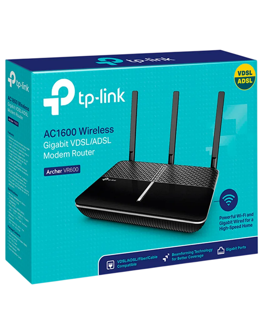 TP-Link Archer VR600 / AC2100 Беспроводной двухдиапазонный гигабитный MU-MIMO маршрутизатор со встроенным VDSL/ADSL-модемом и USB-портом
