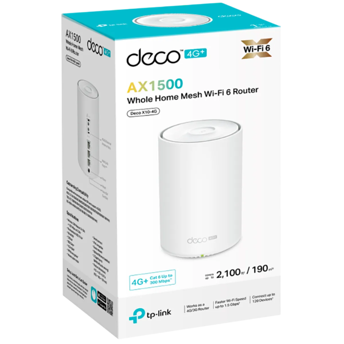TP-Link Deco X10-4G (1-pack) / AX1500 Маршрутизатор Mesh-системы Wi-Fi 6 с 4G+ модемом