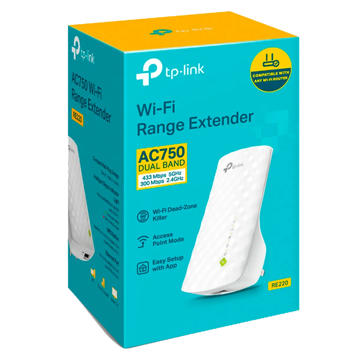 TP-Link RE200 / AC750 Двухдиапазонный усилитель сигнала Wi-Fi 5 с поддержкой Mesh