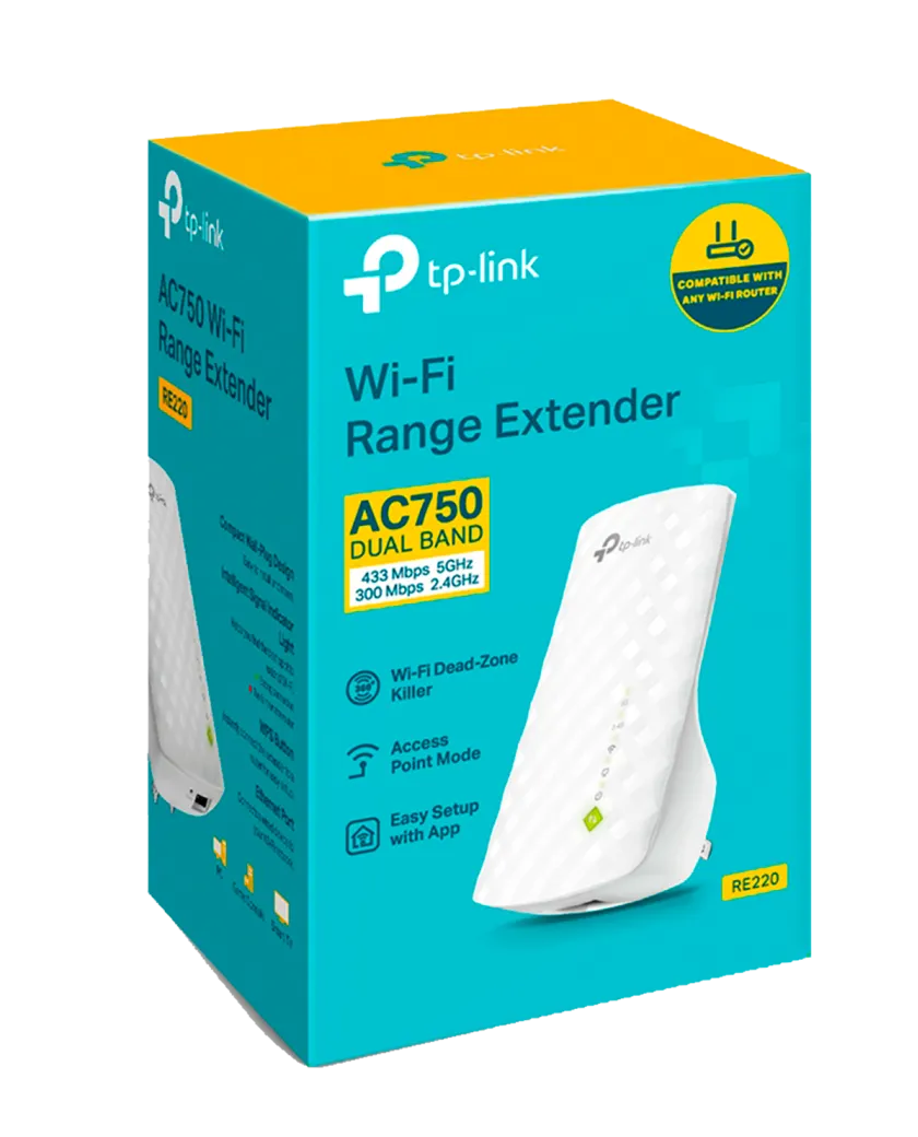 TP-Link RE220 / AC750 Двухдиапазонный усилитель сигнала Wi-Fi 5 с поддержкой Mesh