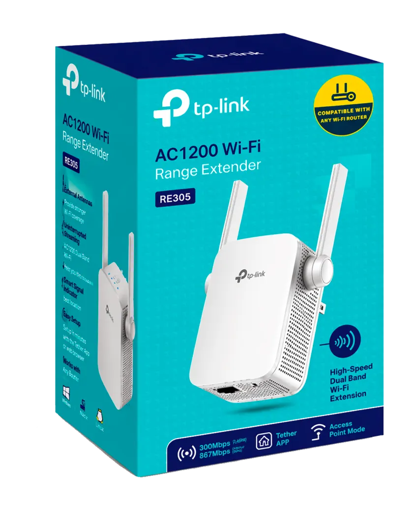 TP-Link RE305 / AC1200 Двухдиапазонный усилитель сигнала Wi-Fi 5 с поддержкой Mesh