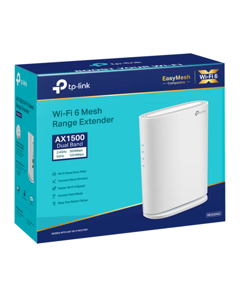 TP-Link RE500XD / AX1500 Двухдиапазонный усилитель сигнала Wi-Fi 6 с поддержкой Mesh
