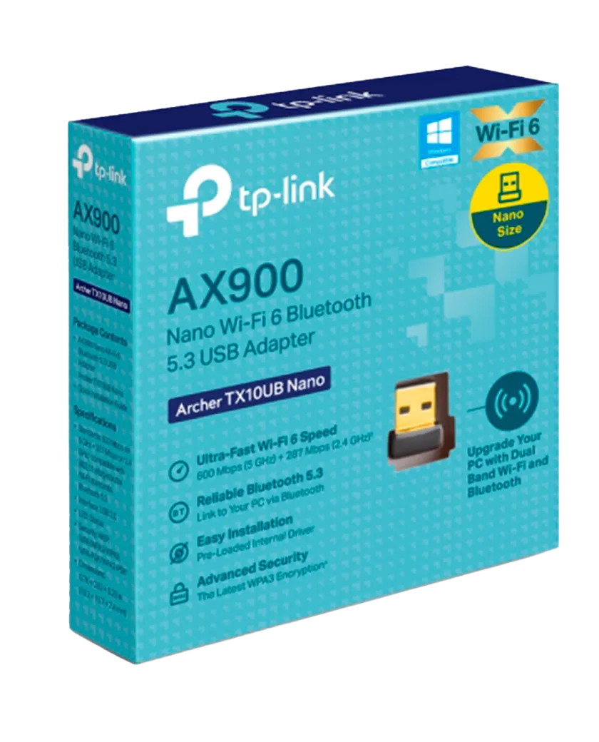 TP-Link Archer TX10UB Nano / AX900 Двухдиапазонный беспроводной nano USB-адаптер Wi-Fi 6 с поддержкой Bluetooth 5.3