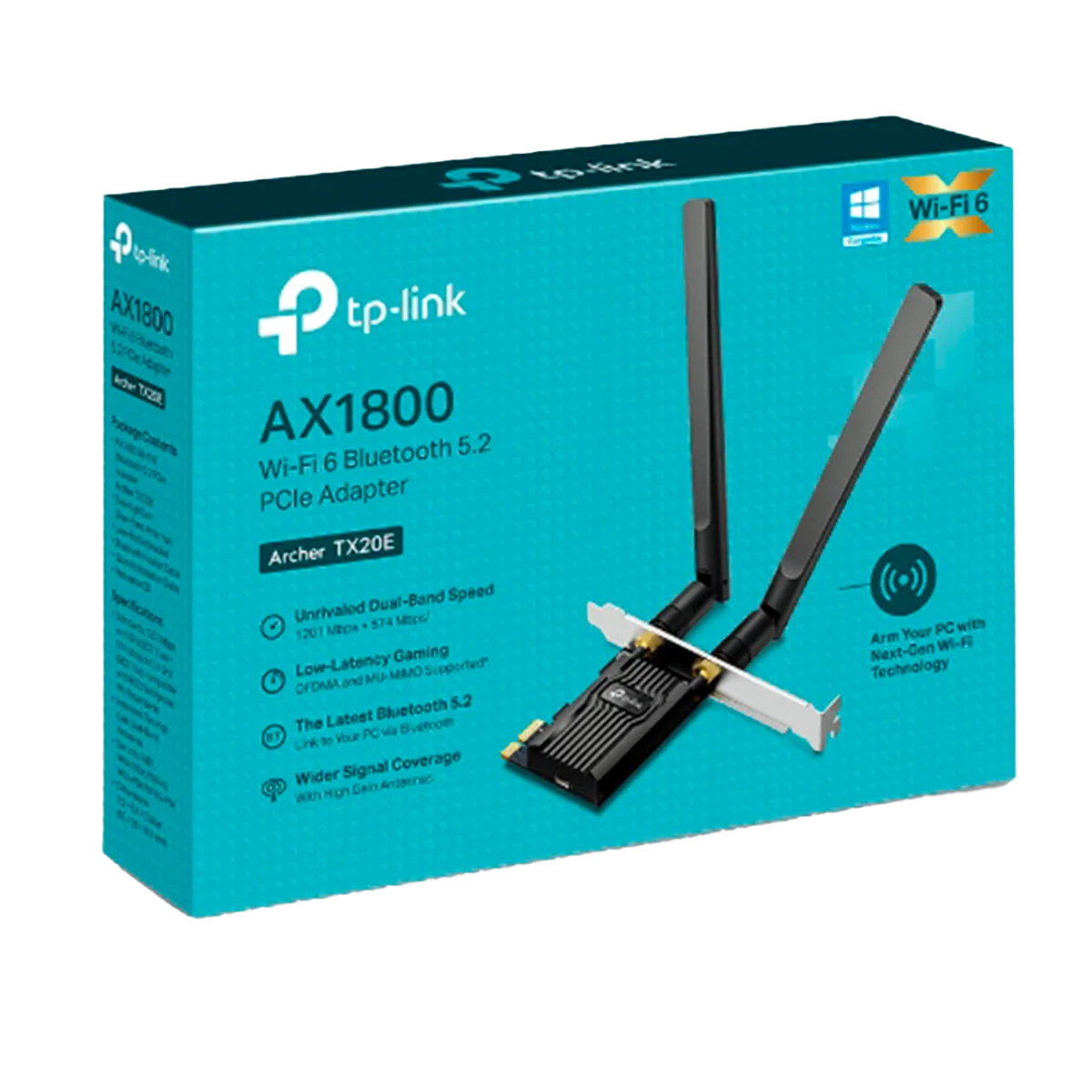 TP-Link Archer TX20E / AX1800 Двухдиапазонный беспроводной PCI Express адаптер Wi-Fi 6 с поддержкой Bluetooth 5.0