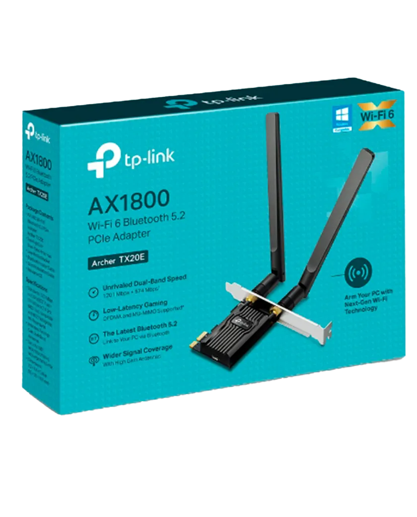 TP-Link Archer TX20E / AX1800 Двухдиапазонный беспроводной PCI Express адаптер Wi-Fi 6 с поддержкой Bluetooth 5.0