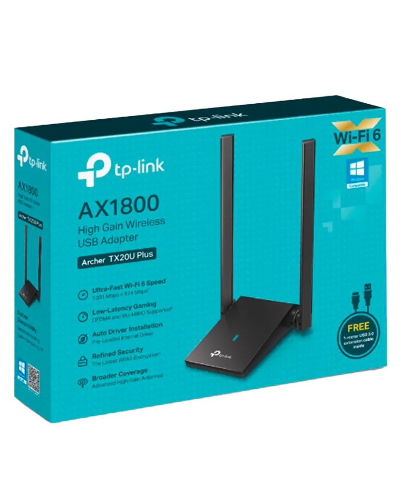 TP-Link Archer TX20U Plus / AX1800 Двухдиапазонный беспроводной USB-адаптер высокого усиления Wi-Fi 6E