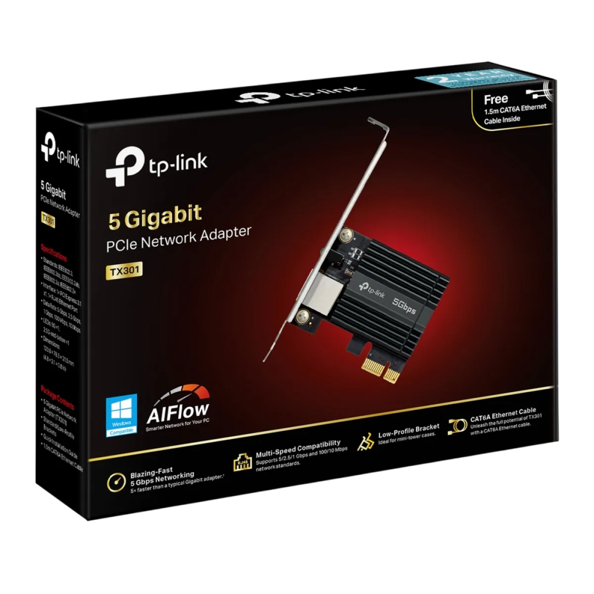 TP-Link TX301 / 5GBASE-T Сетевой адаптер PCIe 3.1 x1 с Ethernet 5 Гбит/с и RJ45