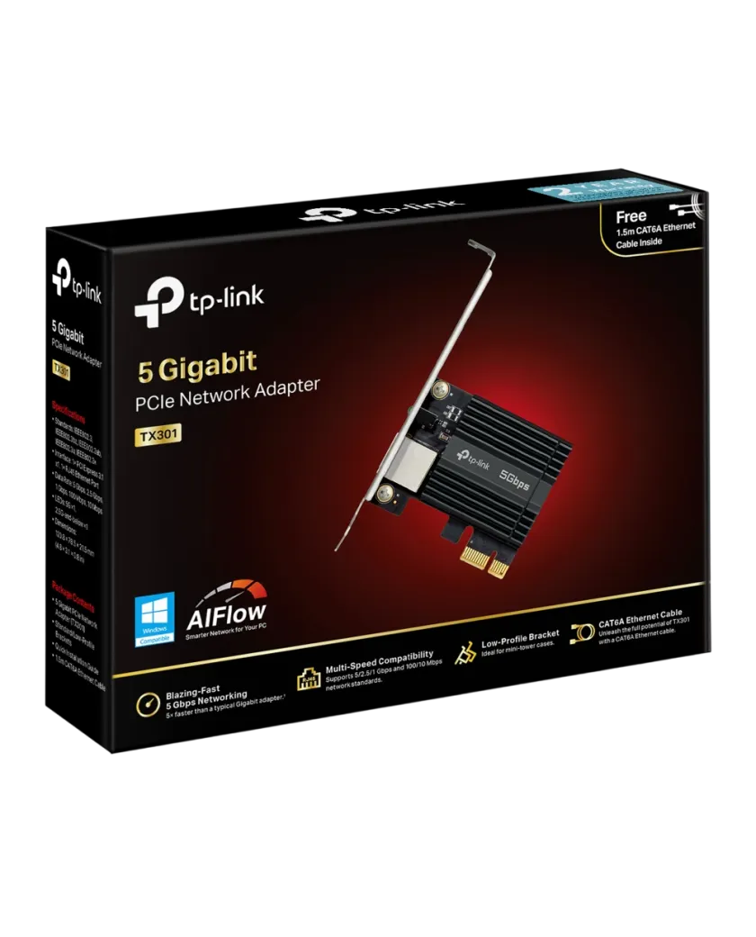 TP-Link TX301 / 5GBASE-T Сетевой адаптер PCIe 3.1 x1 с Ethernet 5 Гбит/с и RJ45
