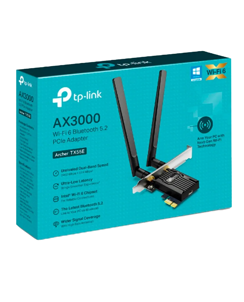 TP-Link Archer TX55E / AX3000 Двухдиапазонный беспроводной PCI Express адаптер Wi-Fi 6 с поддержкой Bluetooth 5.2
