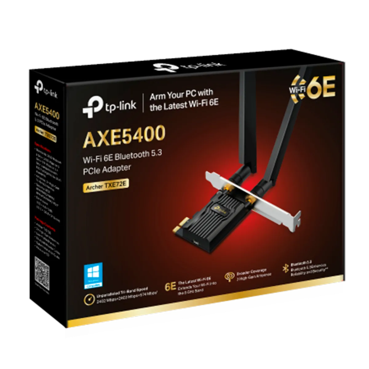 TP-Link Archer TXE72E / AXE5400 Трехдиапазонный беспроводной PCI Express адаптер Wi-Fi 6E с поддержкой Bluetooth 5.3
