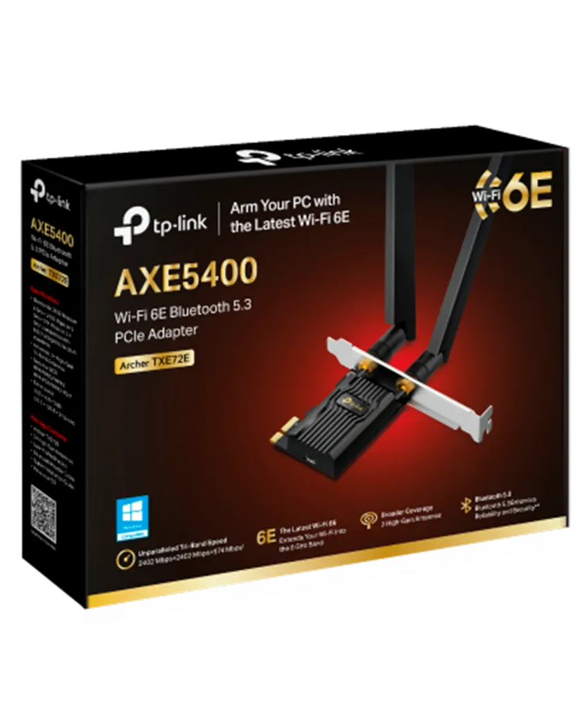 TP-Link Archer TXE72E / AXE5400 Трехдиапазонный беспроводной PCI Express адаптер Wi-Fi 6E с поддержкой Bluetooth 5.3