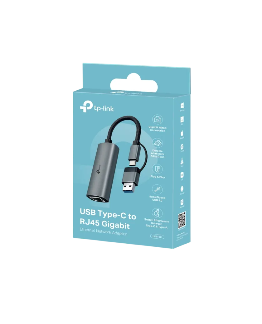 TP-Link UE310C / USB 3.0 Type-C/Type-A Сетевой адаптер Gigabit Ethernet 1000 Мбит/с с RJ45