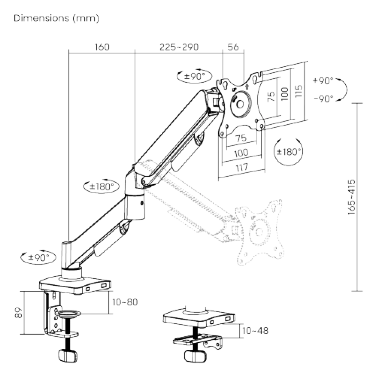 Кронштейн для монитора LUMI (Brateck) LDT97-C012E (17″–32″, до 9 кг) / Black