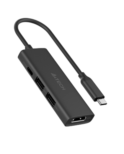 USB HUB A4Tech DST-40C (4в1) док-станция (разветвитель) Type-C / Ash Grey
