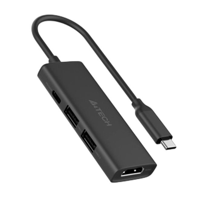 USB HUB A4Tech DST-40C (4в1) док-станция (разветвитель) Type-C / Ash Grey