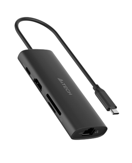 USB HUB A4Tech DST-80C (8в1) док-станция (разветвитель) Type-C / Ash Grey