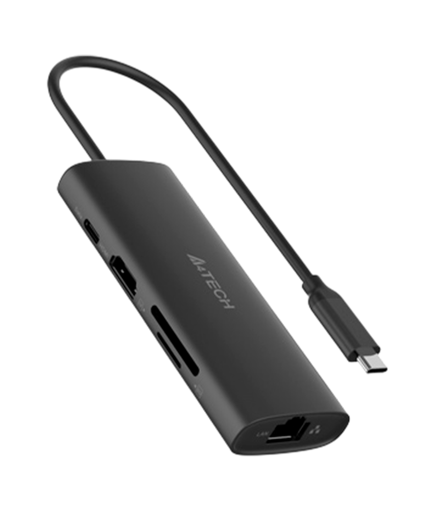 USB HUB A4Tech DST-80C (8в1) док-станция (разветвитель) Type-C / Ash Grey