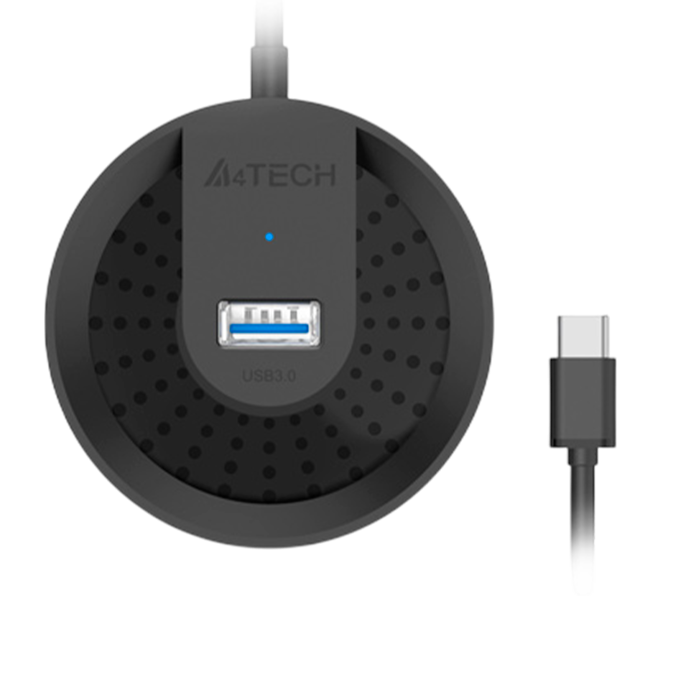 USB HUB A4Tech HUB-30C (4в1) разветвитель Type-C 3.0 / Black