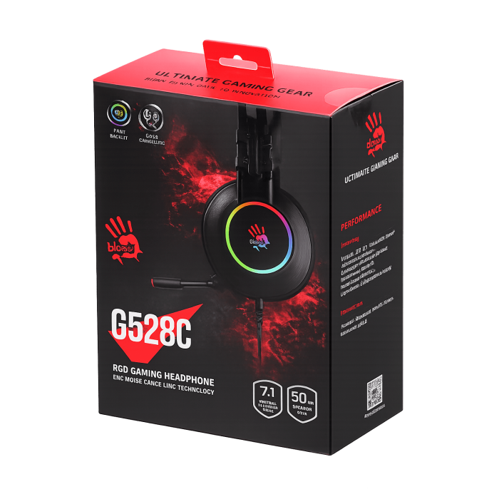 Наушники игровые проводные Bloody G528C Gaming / Black