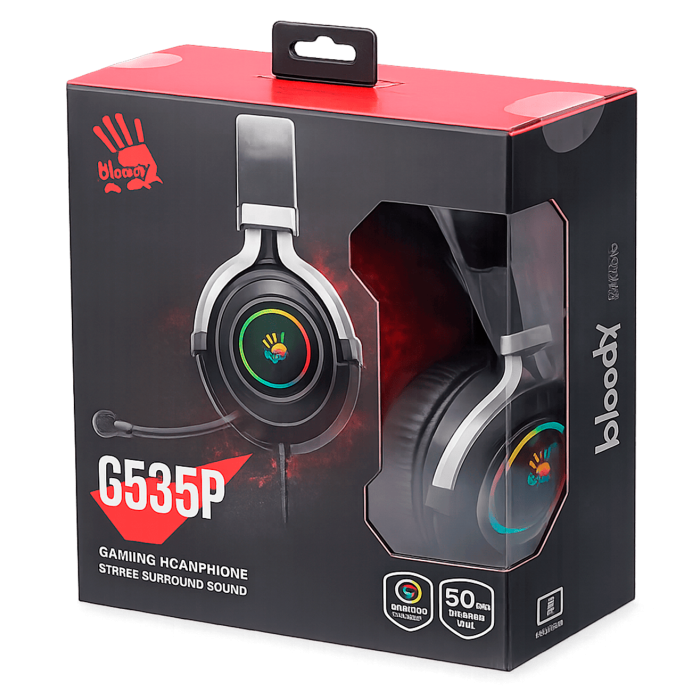 Наушники игровые проводные Bloody G535P Gaming / Black-Silver