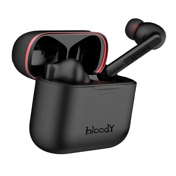 Наушники игровые беспроводные Bloody M90 Gaming Earphones / Black+Red