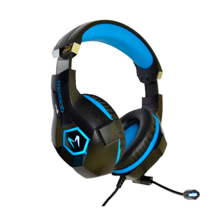 Наушники игровые проводные Microlab G7 Gaming / Blue-Black