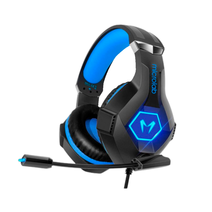 Наушники игровые проводные Microlab G7 Gaming / Blue-Black