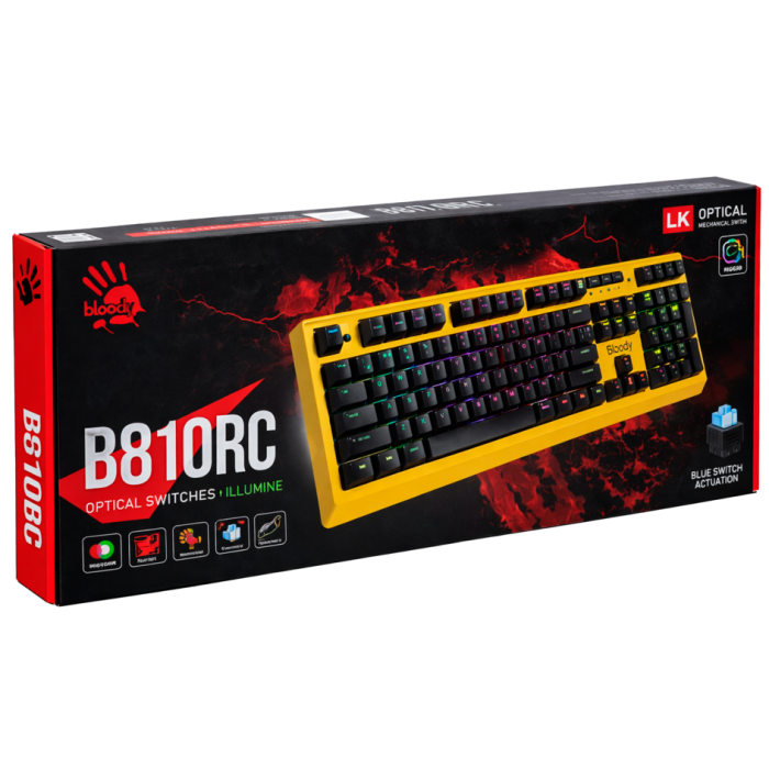Клавиатура игровая проводная Bloody B810RC Gaming / Punk Yellow