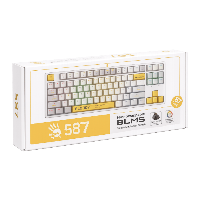 Клавиатура игровая проводная Bloody S87 Gaming / Energy White