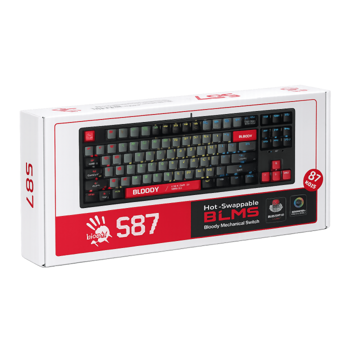 Клавиатура игровая проводная Bloody S87 Gaming / Energy Red
