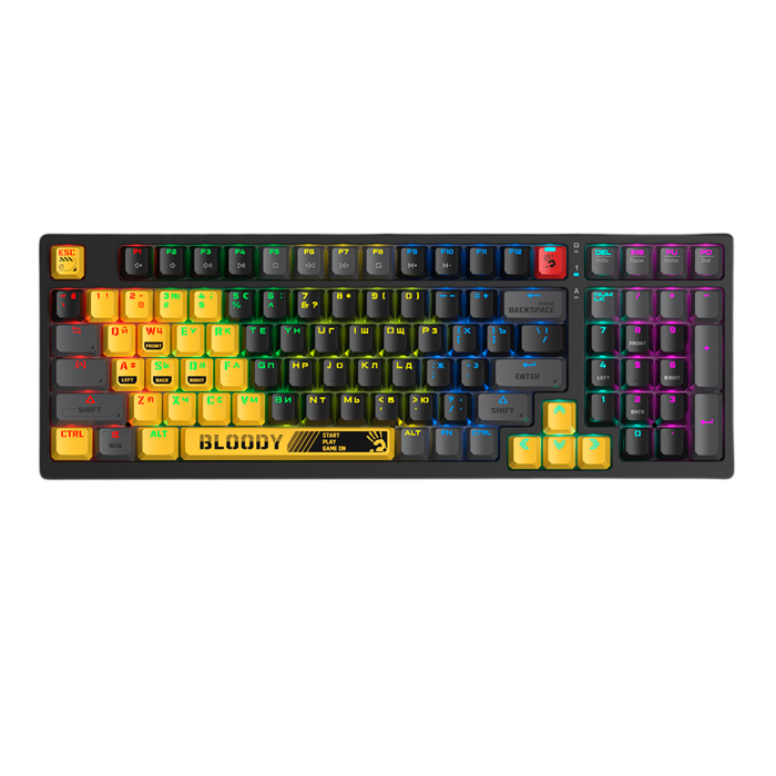 Клавиатура игровая проводная Bloody S98 Sport Lime Gaming RGB / White
