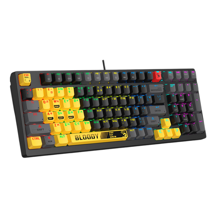 Клавиатура игровая проводная Bloody S98 Sport Lime Gaming RGB / White