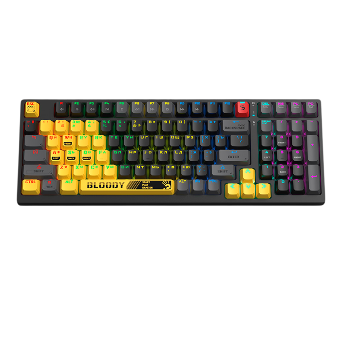 Клавиатура игровая проводная Bloody S98 Sport Lime Gaming RGB / White
