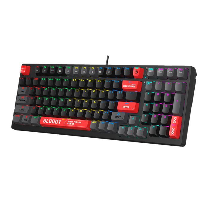 Клавиатура игровая проводная Bloody S98 Sports Red Gaming RGB / Red