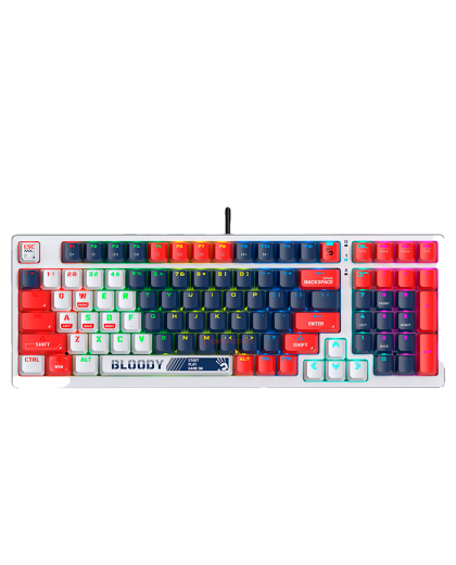 Клавиатура игровая проводная Bloody S98 Sports Navy Brown Switch Gaming RGB / White