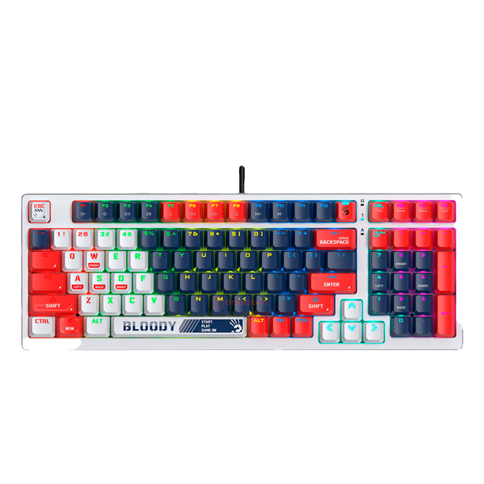 Клавиатура игровая проводная Bloody S98 Sports Navy Brown Switch Gaming RGB / White