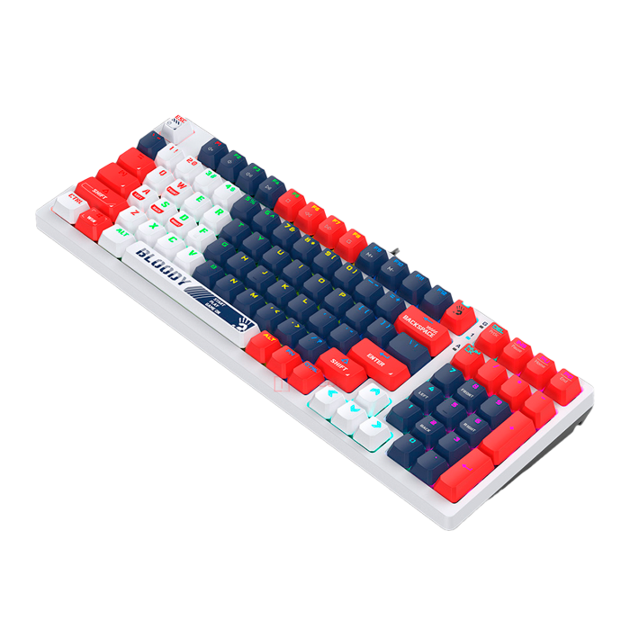 Клавиатура игровая проводная Bloody S98 Sports Navy Brown Switch Gaming RGB / White