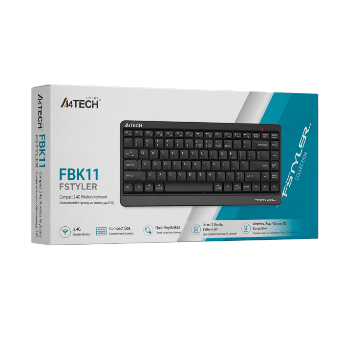 Клавиатура беспроводная A4Tech Fstyler FBK11 / Grey