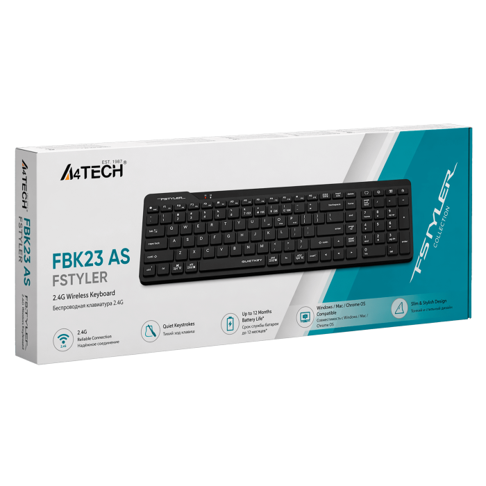 Клавиатура беспроводная A4Tech Fstyler FBK23 AS / Black