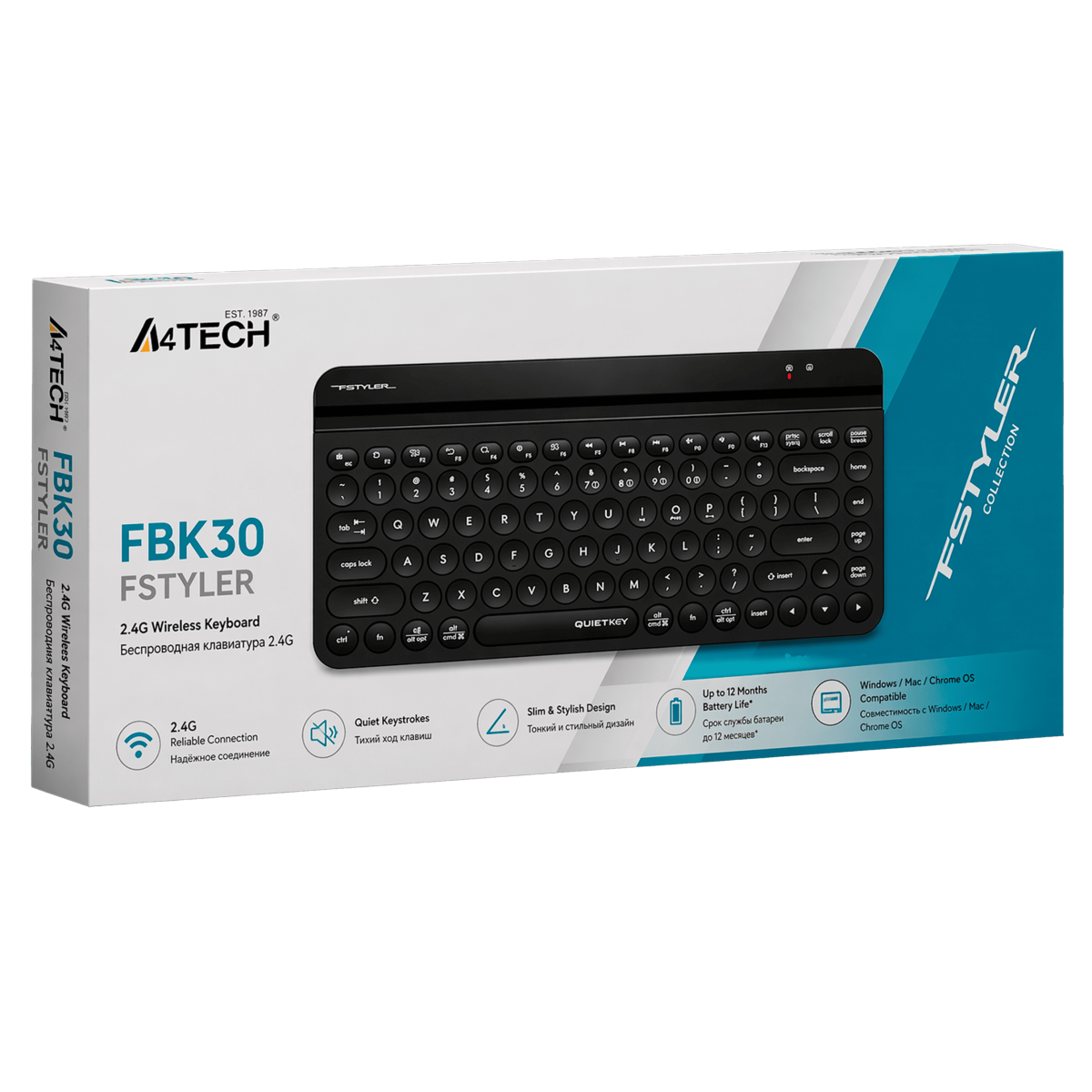Клавиатура беспроводная A4Tech Fstyler FBK30 / Black