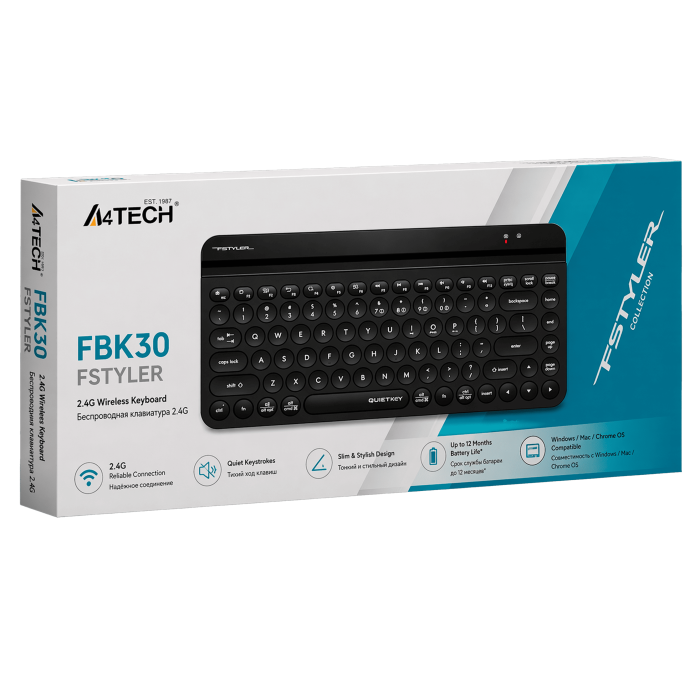 Клавиатура беспроводная A4Tech Fstyler FBK30 / Black