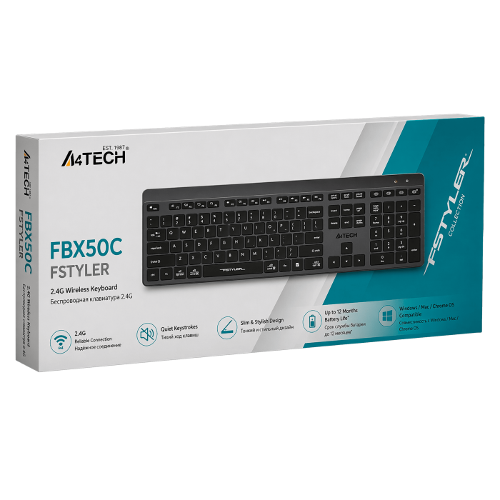 Клавиатура беспроводная A4Tech Fstyler FBX50C / Grey