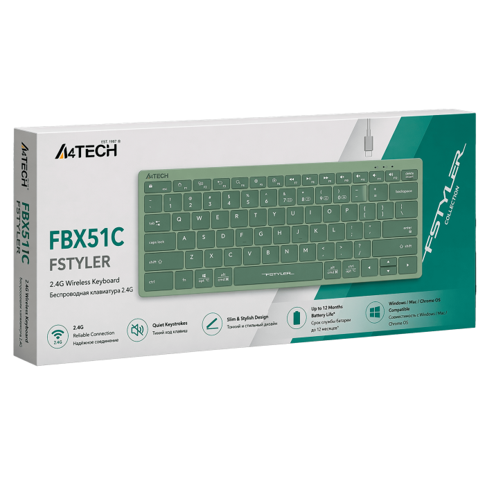 Клавиатура беспроводная A4Tech Fstyler FBX51C / Matcha Green
