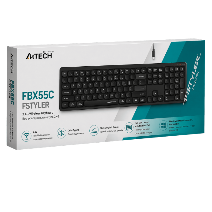 Клавиатура беспроводная A4Tech Fstyler FBX55C / Grey