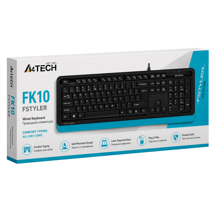 Клавиатура проводная A4Tech Fstyler FK10 / Black-Blue
