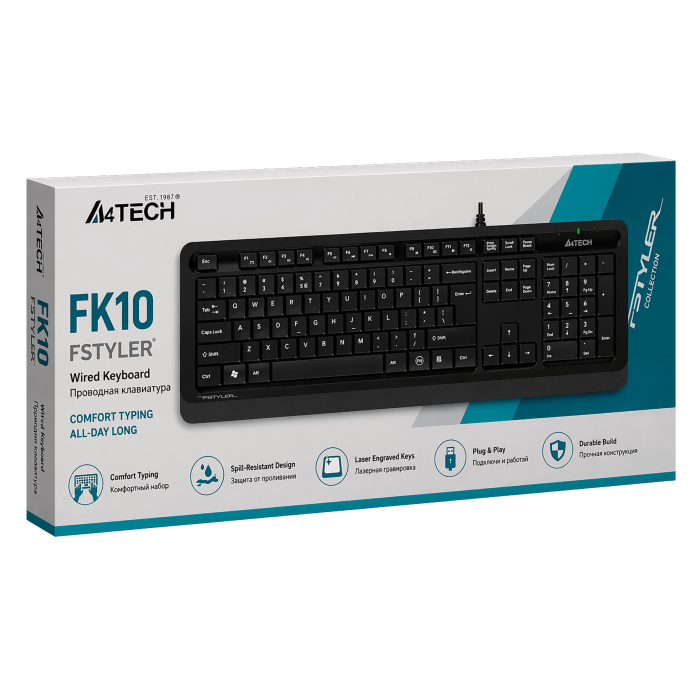 Клавиатура проводная A4Tech Fstyler FK10 / Black-Grey