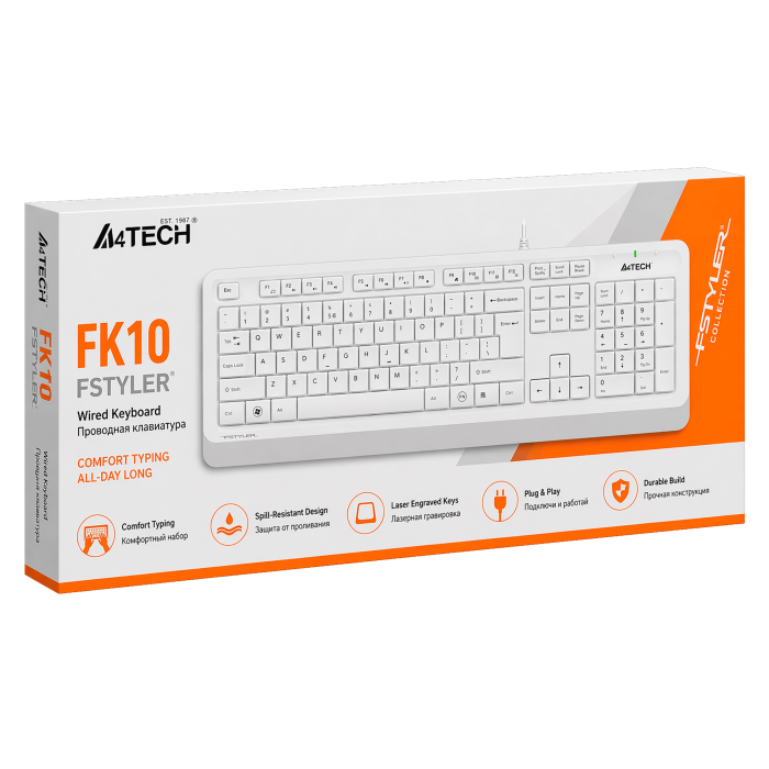 Клавиатура проводная A4Tech Fstyler FK10 / White