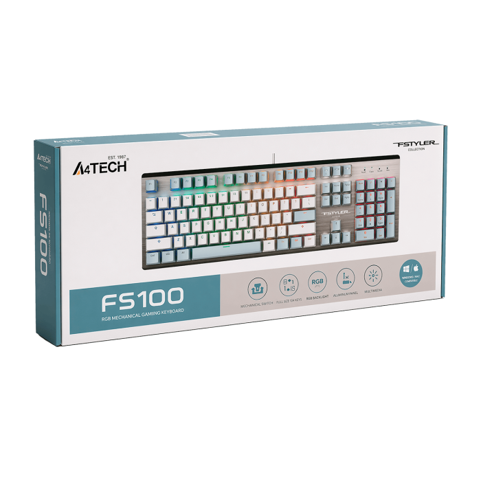 Клавиатура игровая проводная A4Tech FS100 / Grayish White