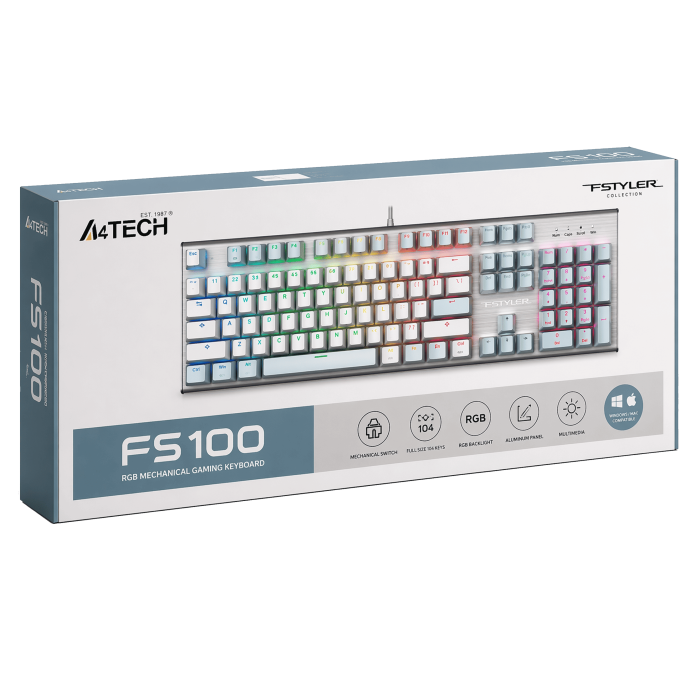 Клавиатура игровая проводная A4Tech FS100 / Icy Blue