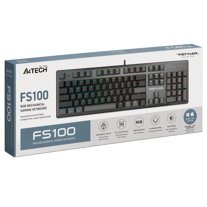 Клавиатура игровая проводная A4Tech FS100 / Stone Black